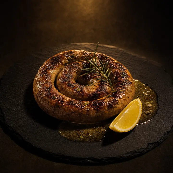 Hausgemachte sizilianische Salsiccia vom Grill mit Rosmarin